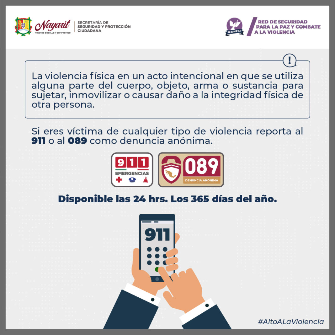 Si eres víctima de cualquier tipo de violencia reporta al 911