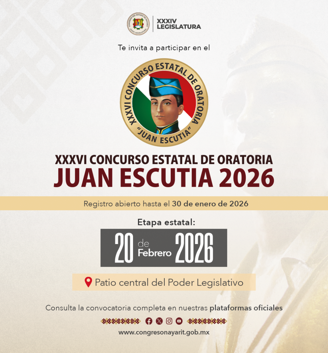 XXXVI Concurso Estatal de Oratoria “Juan Escutia” 2026 abre su convocatoria