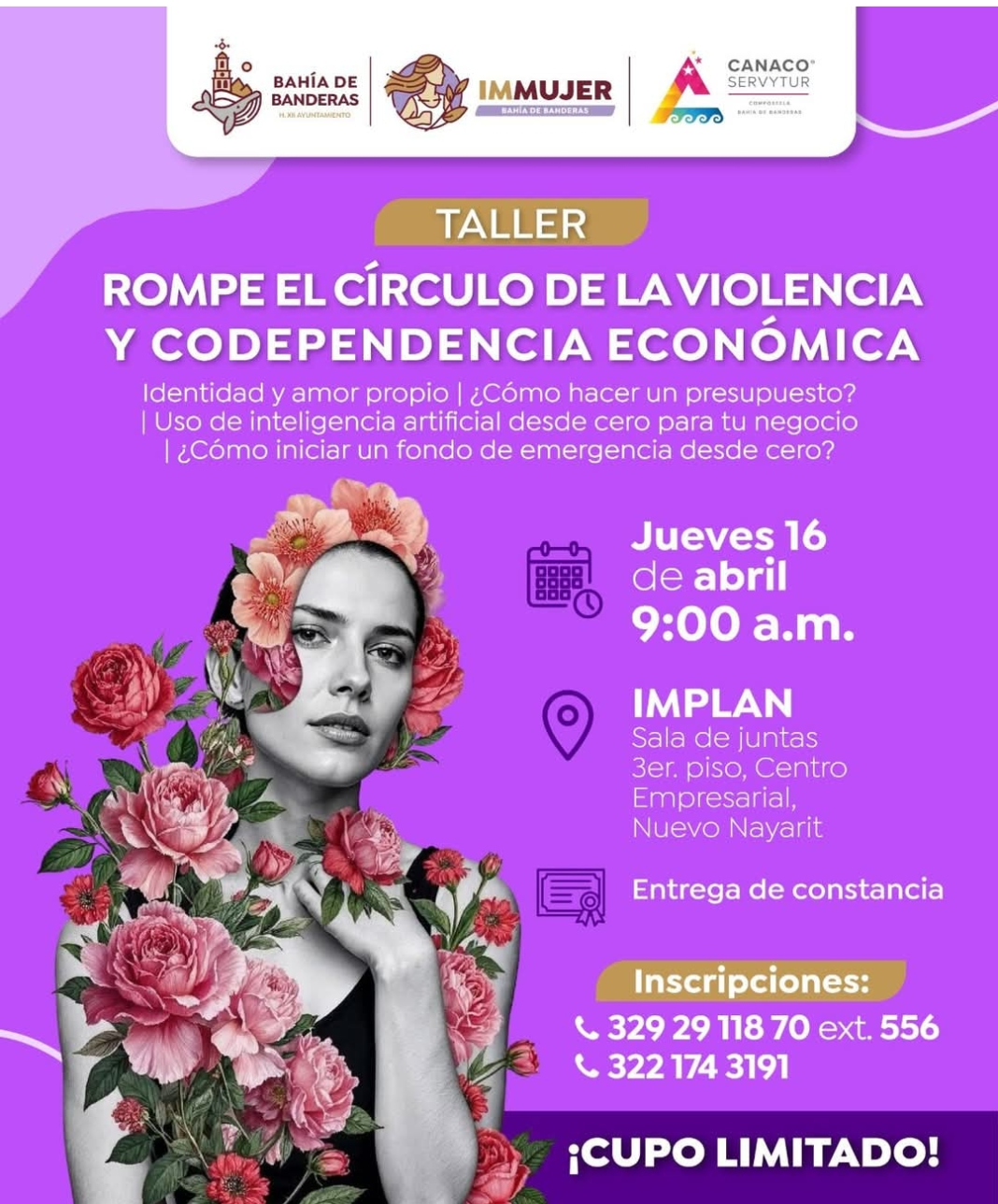 Gobierno de Bahía convoca a taller «Rompe el círculo de la violencia y codependencia económica»