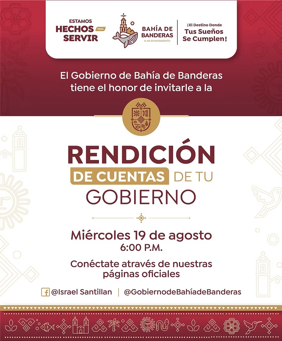 Gobierno de Bahía de Banderas informará avances y resultados en nueva Rendición de Cuentas Gobierno de Bahía de Banderas informará avances y resultados en nueva Rendición de Cuentas