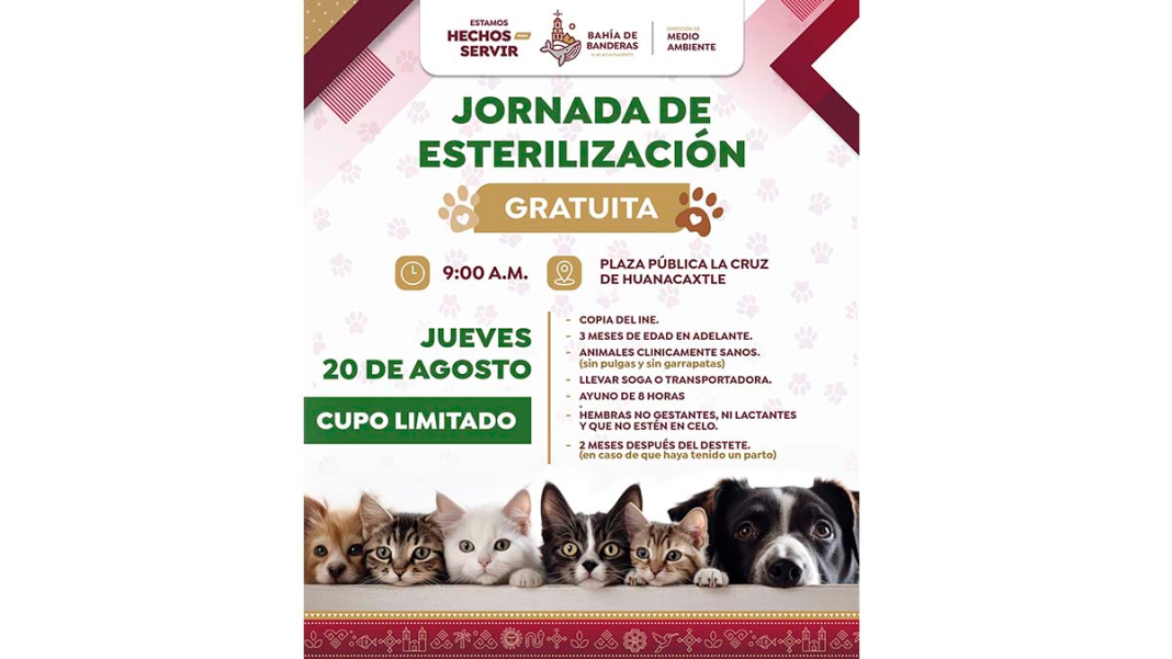 Jornada de Esterilización llegará a La Cruz de Huanacaxtle Jornada de Esterilización llegará a La Cruz de Huanacaxtle
